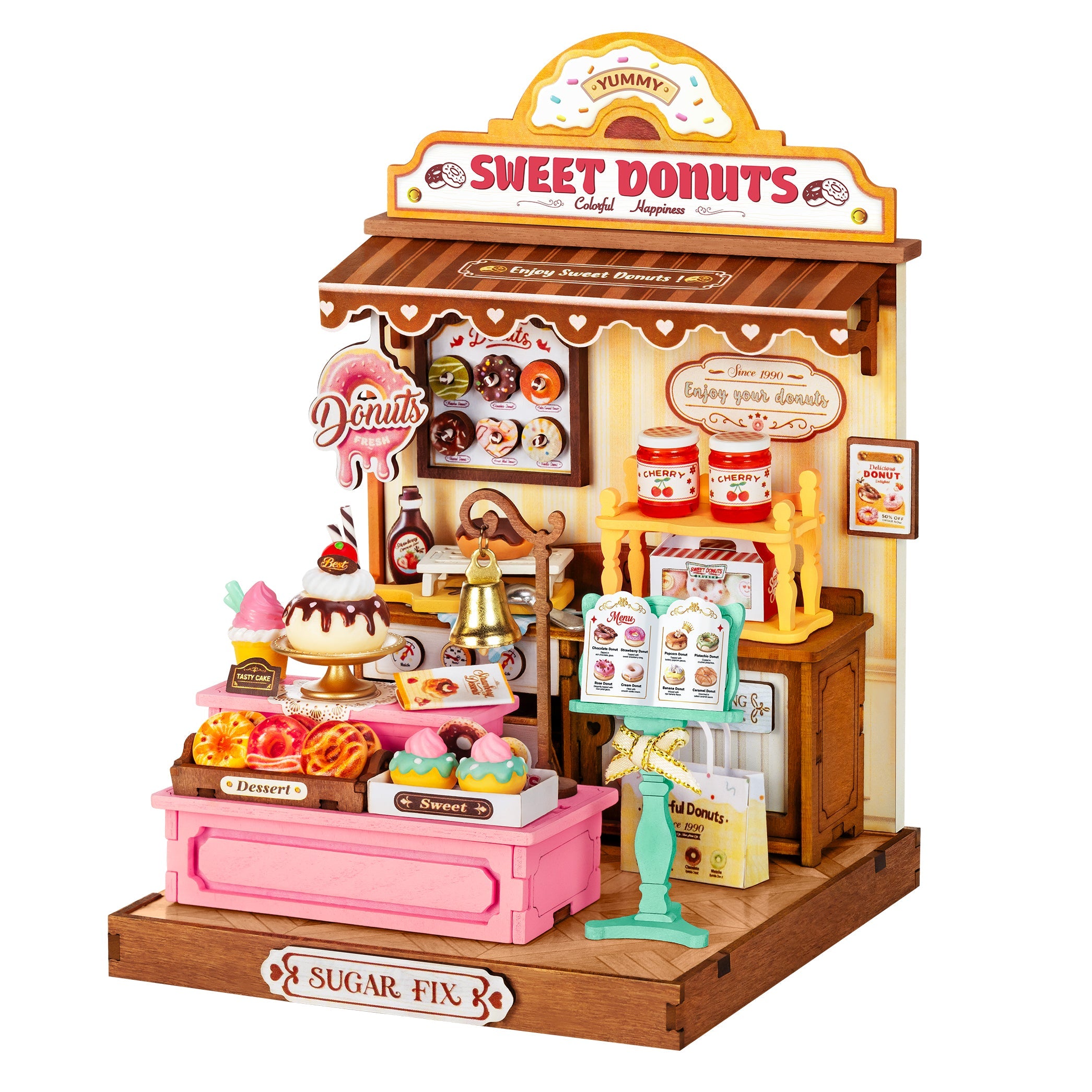 Rolife Sweetie's Donut Shop DS051 — completed model DIY kit display