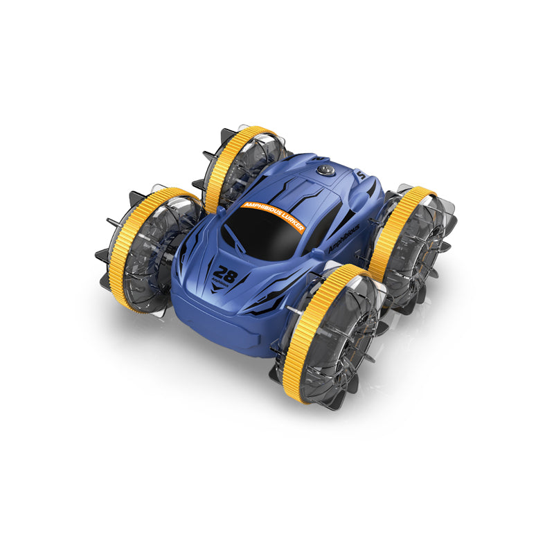 Amphibious RC Car 2 in 1 | 4WD All-Terrain Remote Control Stunt Car with Waterproof Design for Boys-Blue