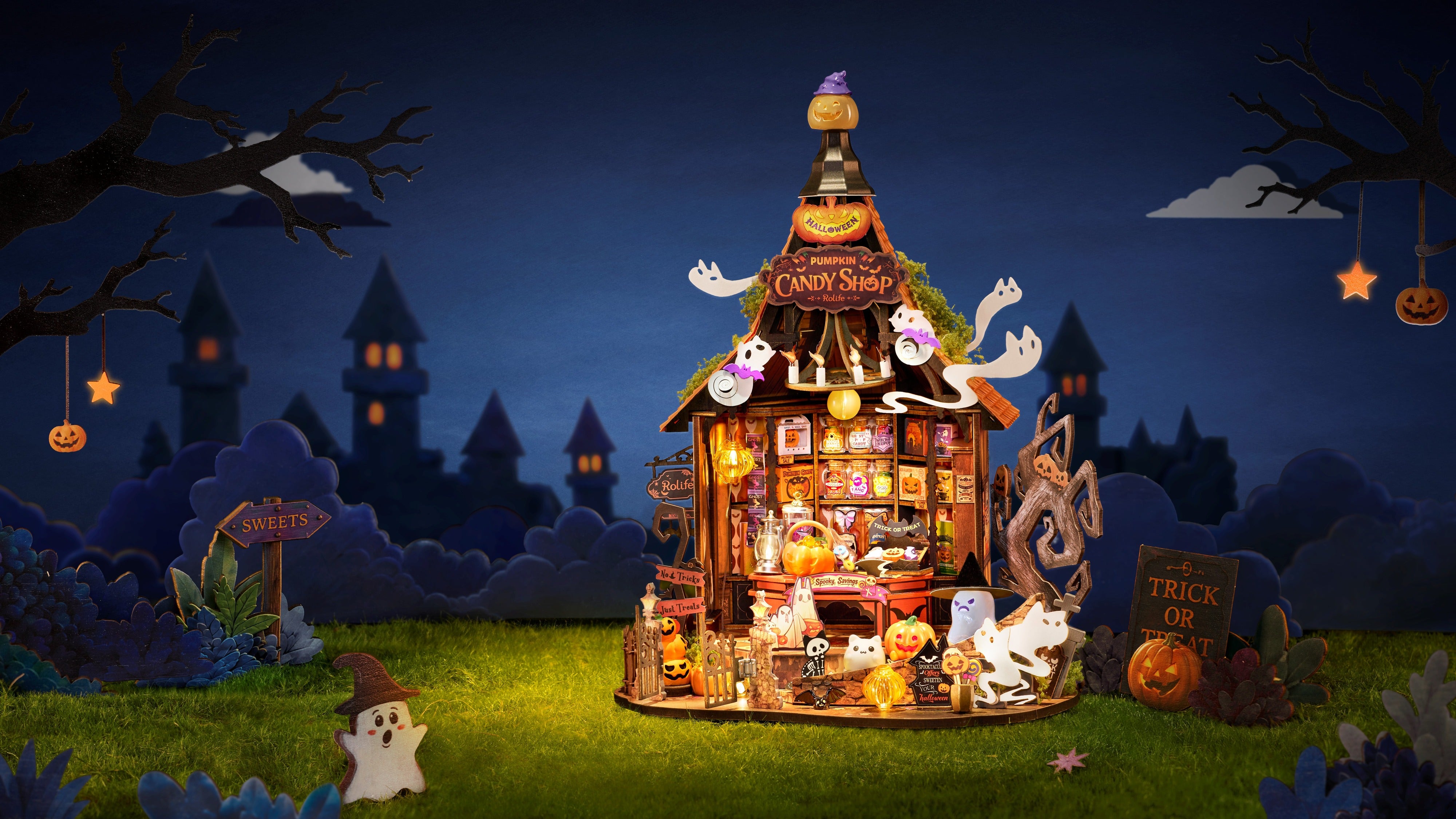Rolife Rolife Haunted Candy House DG186 — illuminated Halloween display DIY kit display