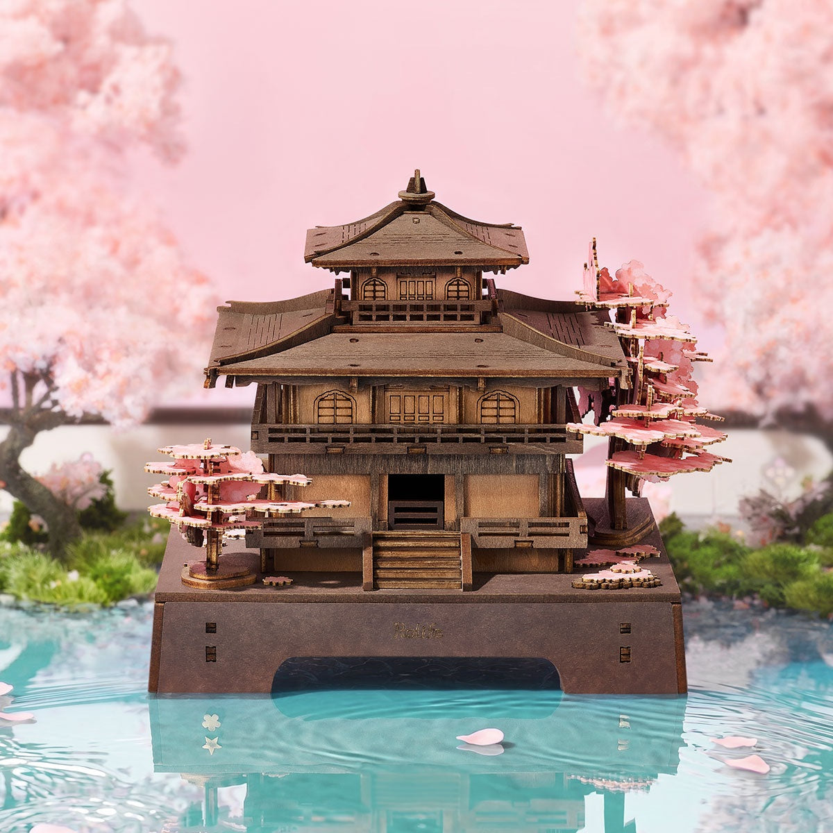 Rolife Sakura Pavilion TGA07 — pavilion with cherry blossom trees DIY kit display
