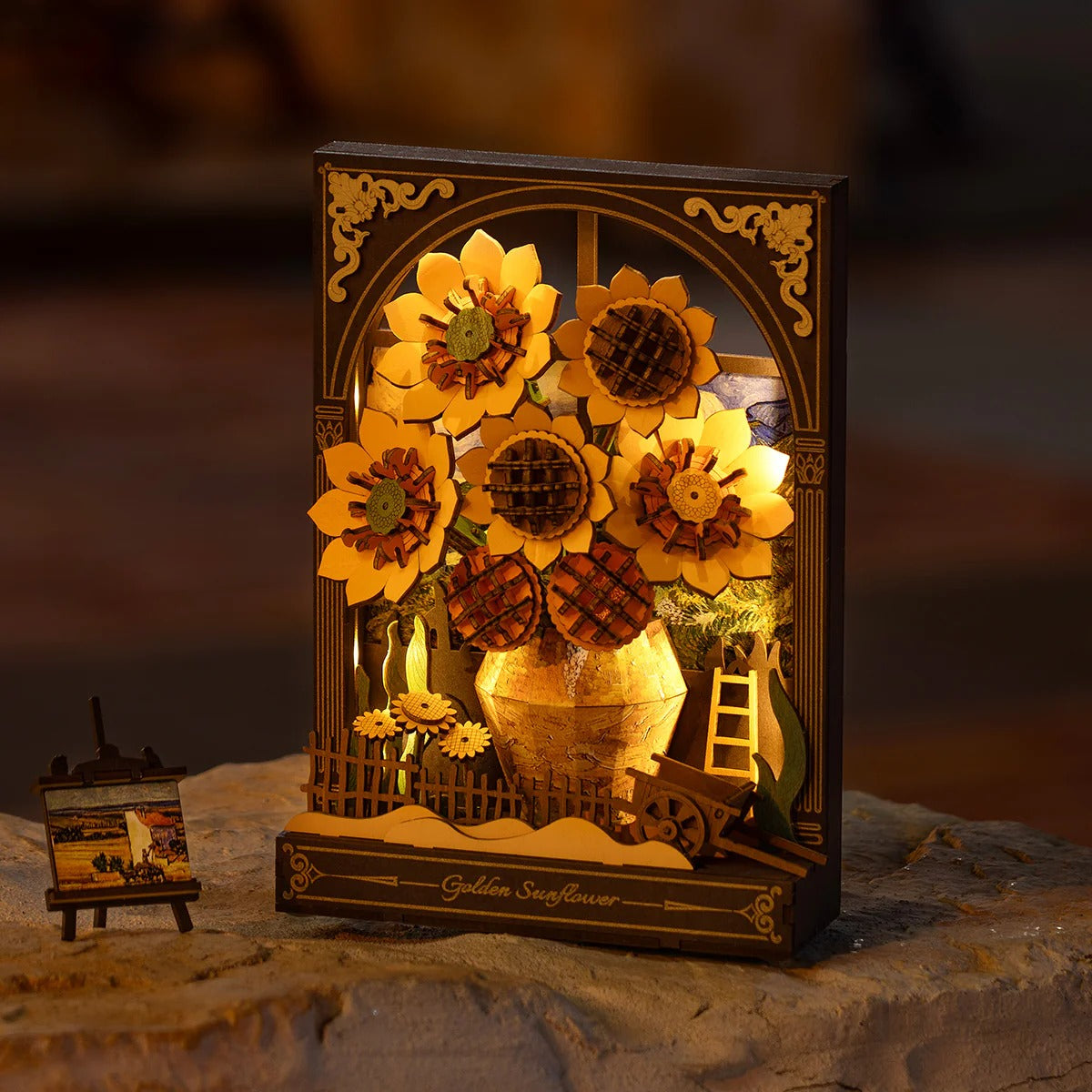 Rowood Golden Sunflower TH002 LED night light display with warm sunflower wall art glow