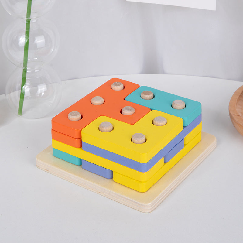 3-in-1 Multi-Directional Learning Game & Wooden Shape Sorter Toy for Kids Ages 3+ – Educational Stacking Blocks & Brain Teaser Puzzle Set