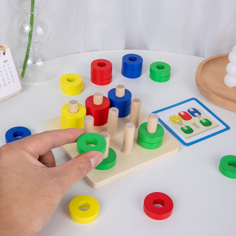 3-in-1 Multi-Directional Learning Game & Wooden Shape Sorter Toy for Kids Ages 3+ – Educational Stacking Blocks & Brain Teaser Puzzle Set