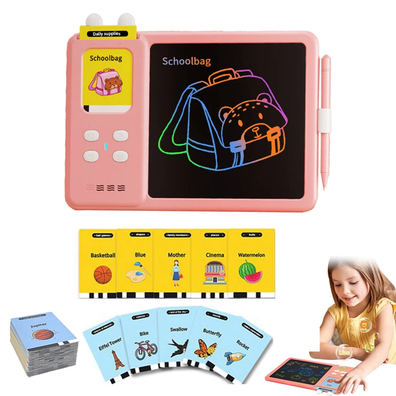 224 Words PINK 2in1 Educational Toy Talking Flash Cards Learning Machine with Writing Tablet