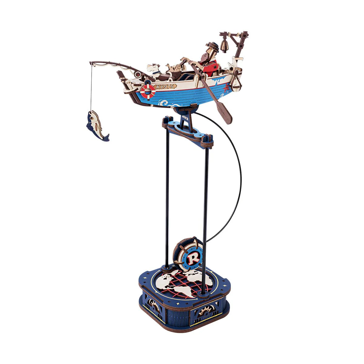 ROKR Ocean Fisher Pendulum Balance Toy 3D Puzzle - MCD02 | Wooden Marine-Themed Kinetic Desk Toy