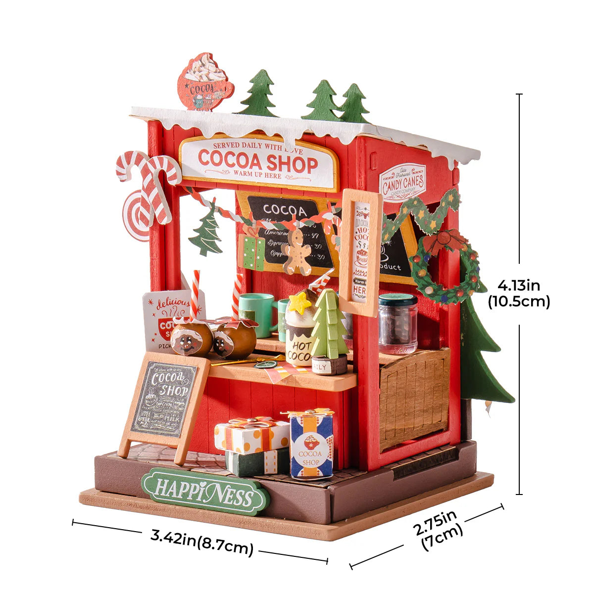 Rolife Cocoa Shop DIY Miniature Kit - DS042 | 3D Wooden Puzzle with LED Lights for Adults