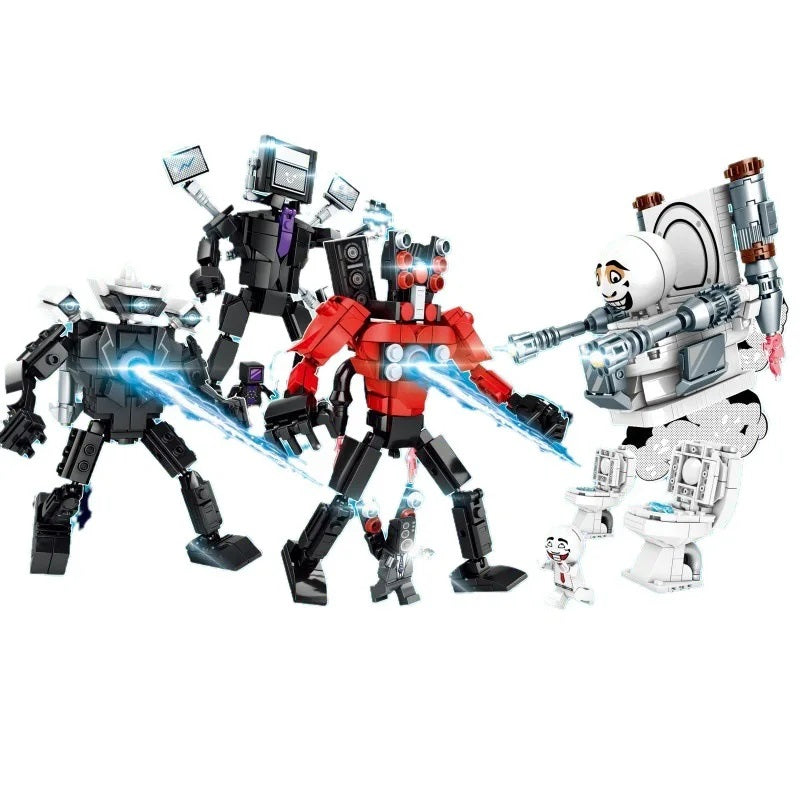 4PACKS 1227PCS Toilet Man Vs Monitor Man Game Figures Speakerman Camera Man Dolls Skibidi Doll Building Block Toys MG1339