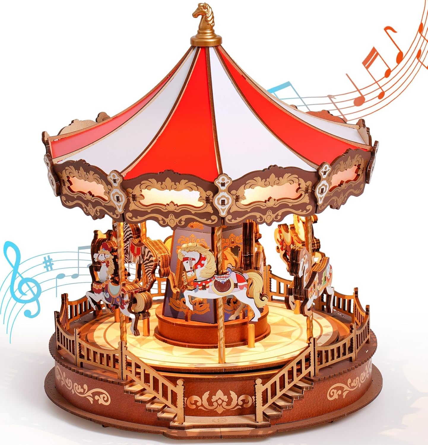 Robotime Rolife Classic Carousel 3D Wooden Puzzle AMC01