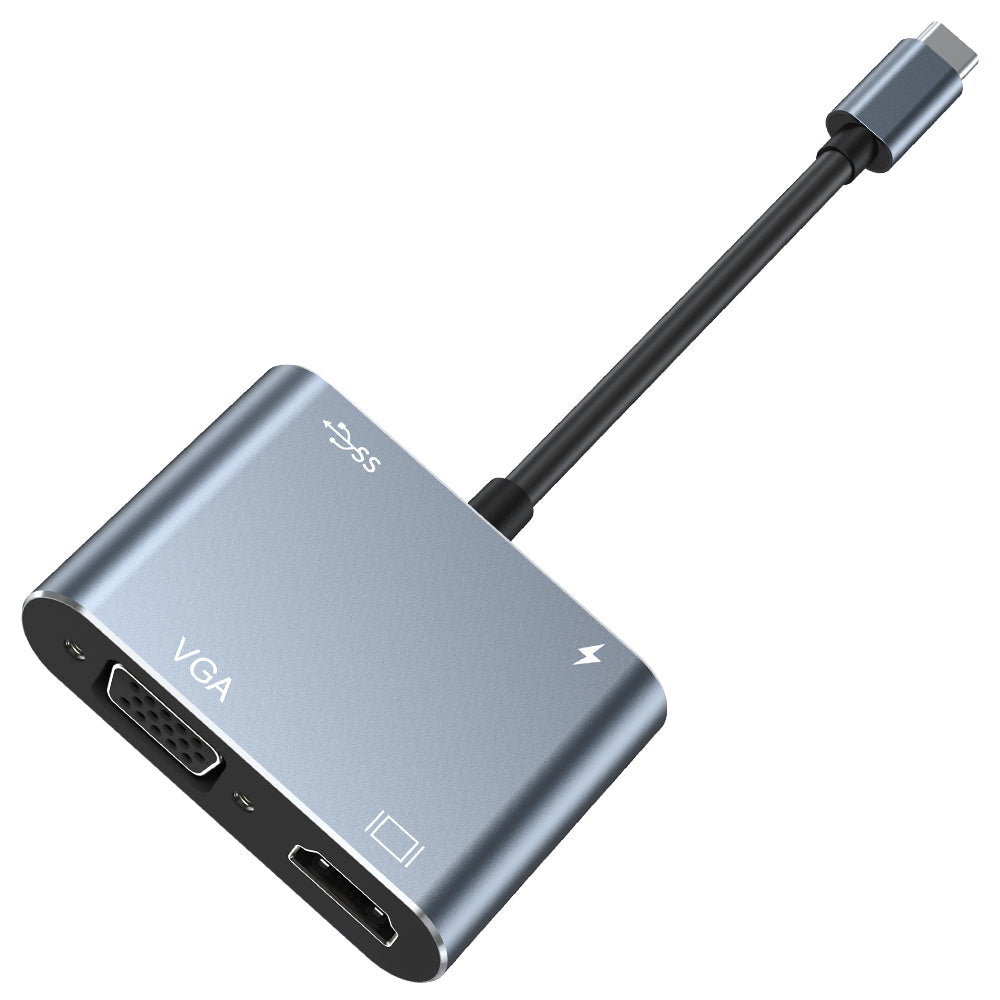 4K Video Output 4 In 1 Usb C to VGA HD-MI Chargeable Type-c Docking Type C 4 Port Usb Hub CY012