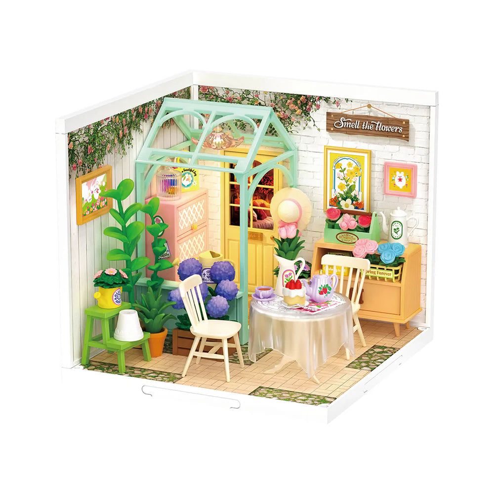 Robotime Rolife Blooming Tea Garden DIY Plastic Miniature House DW013B