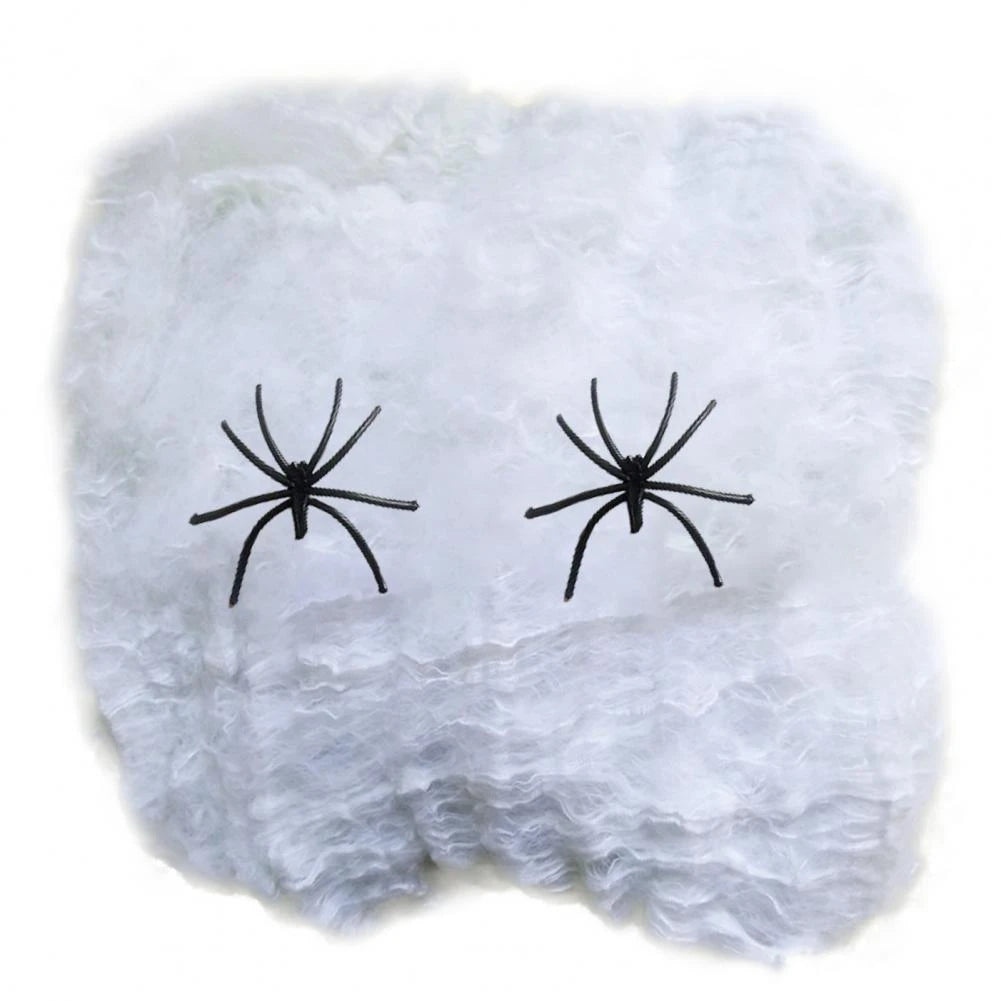 20g Stretchy Horrible Scary Spider Web With Fake Spider Cobweb Bar Haunted House KTV Scene Props Pendant Halloween Decor Book Week Costume