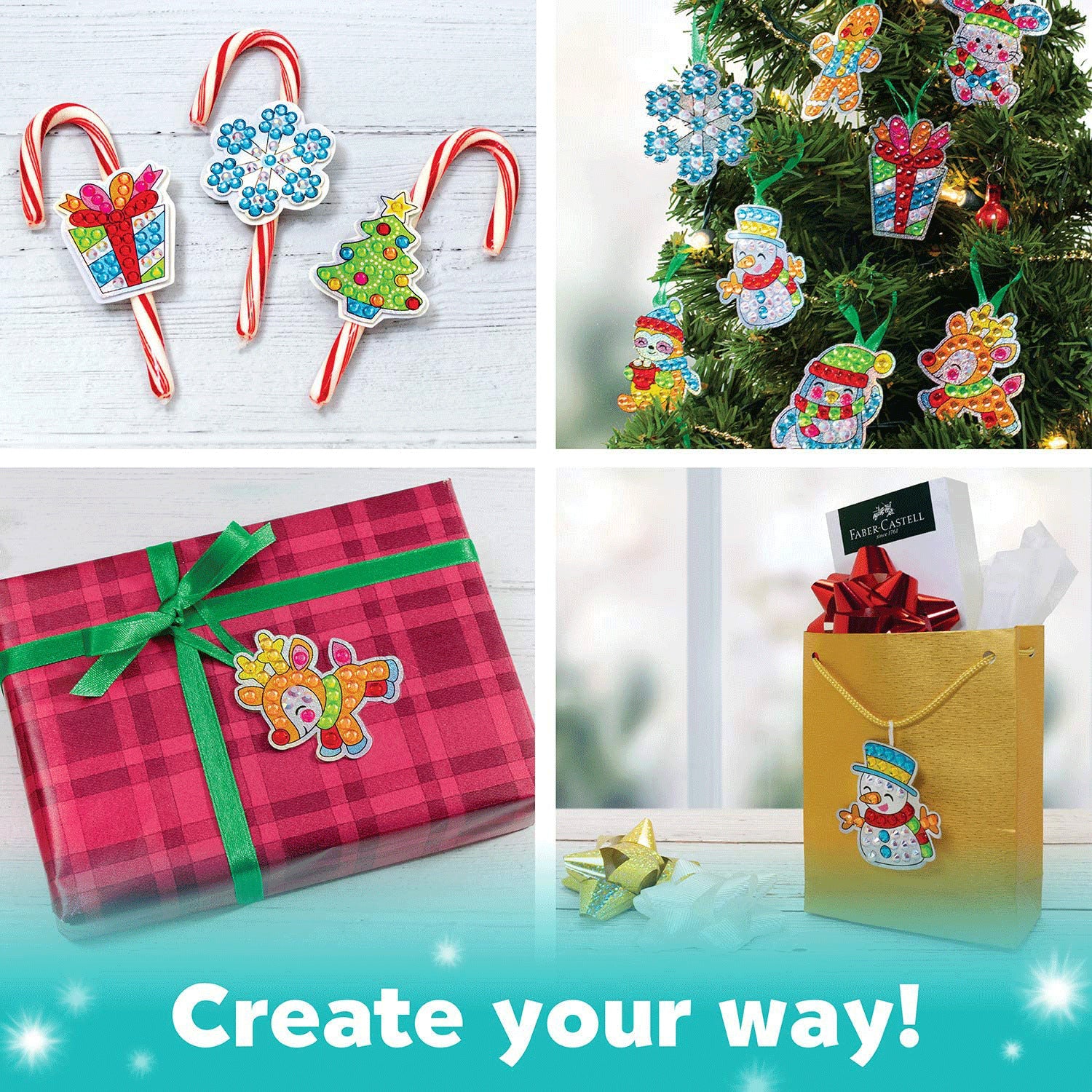 Magical Big Gem Painting DIY Arts and Crafts DIY Diamond Painting Stickers Kits for Kids Diamond Art Sticker Paint with Diamonds -Christmas Fun