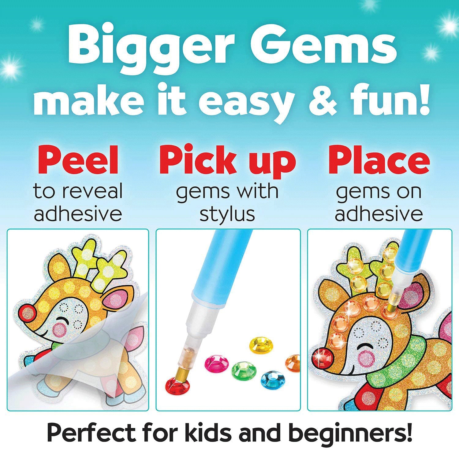 Magical Big Gem Painting DIY Arts and Crafts DIY Diamond Painting Stickers Kits for Kids Diamond Art Sticker Paint with Diamonds -Christmas Fun