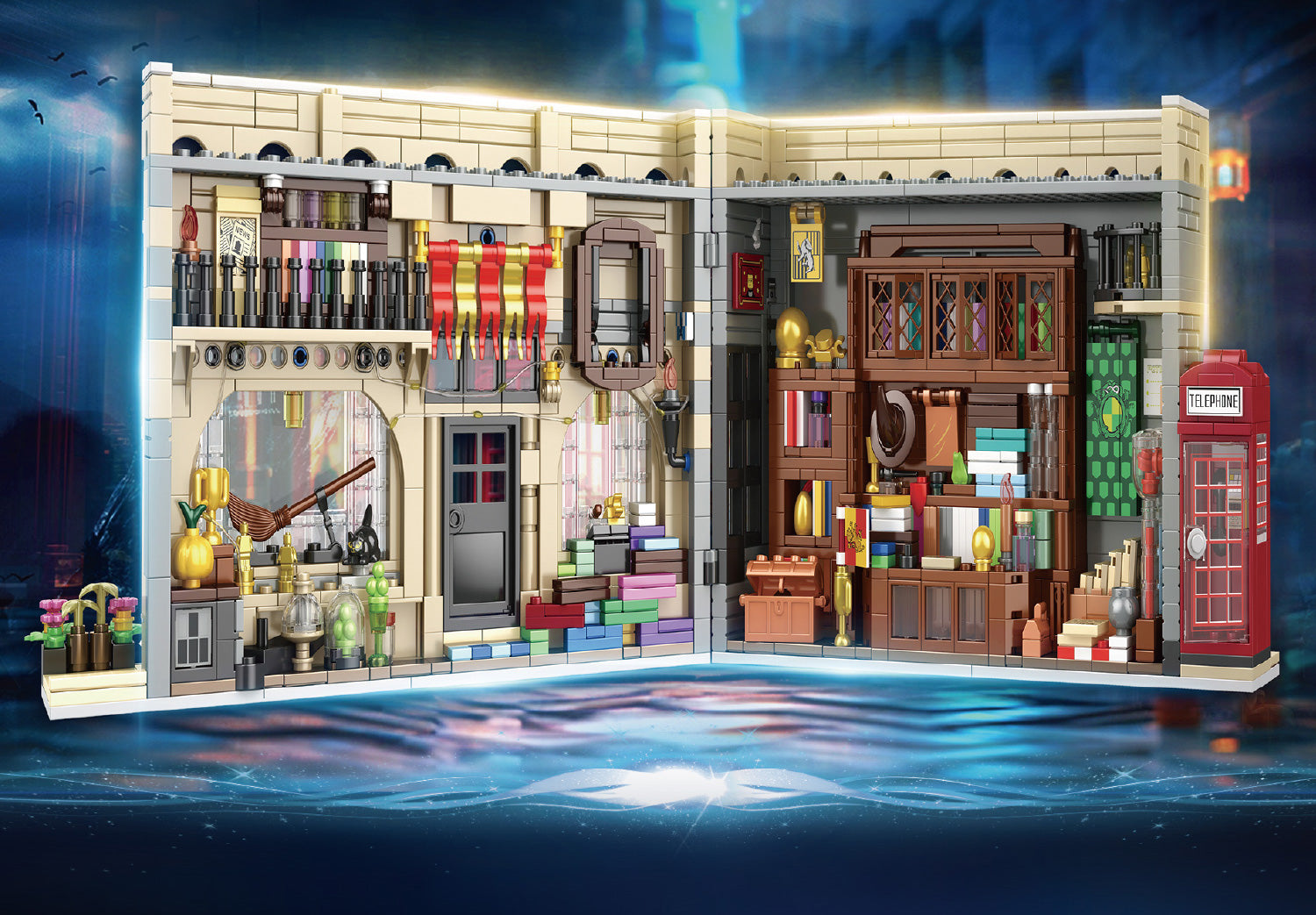 1368pcs Wizard Shop Building Block Set 2-in-1 Diagon Alley Shop Building Kit Wizard Gift WGC