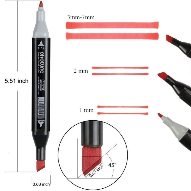 120PCS Colors Alcohol Markers Dual Tips Permanent Art Markers Pen for Kids & Adult, Alcohol-Based Highlighter Pen Sketch Markers for Painting, Coloring, Sketching and Drawing