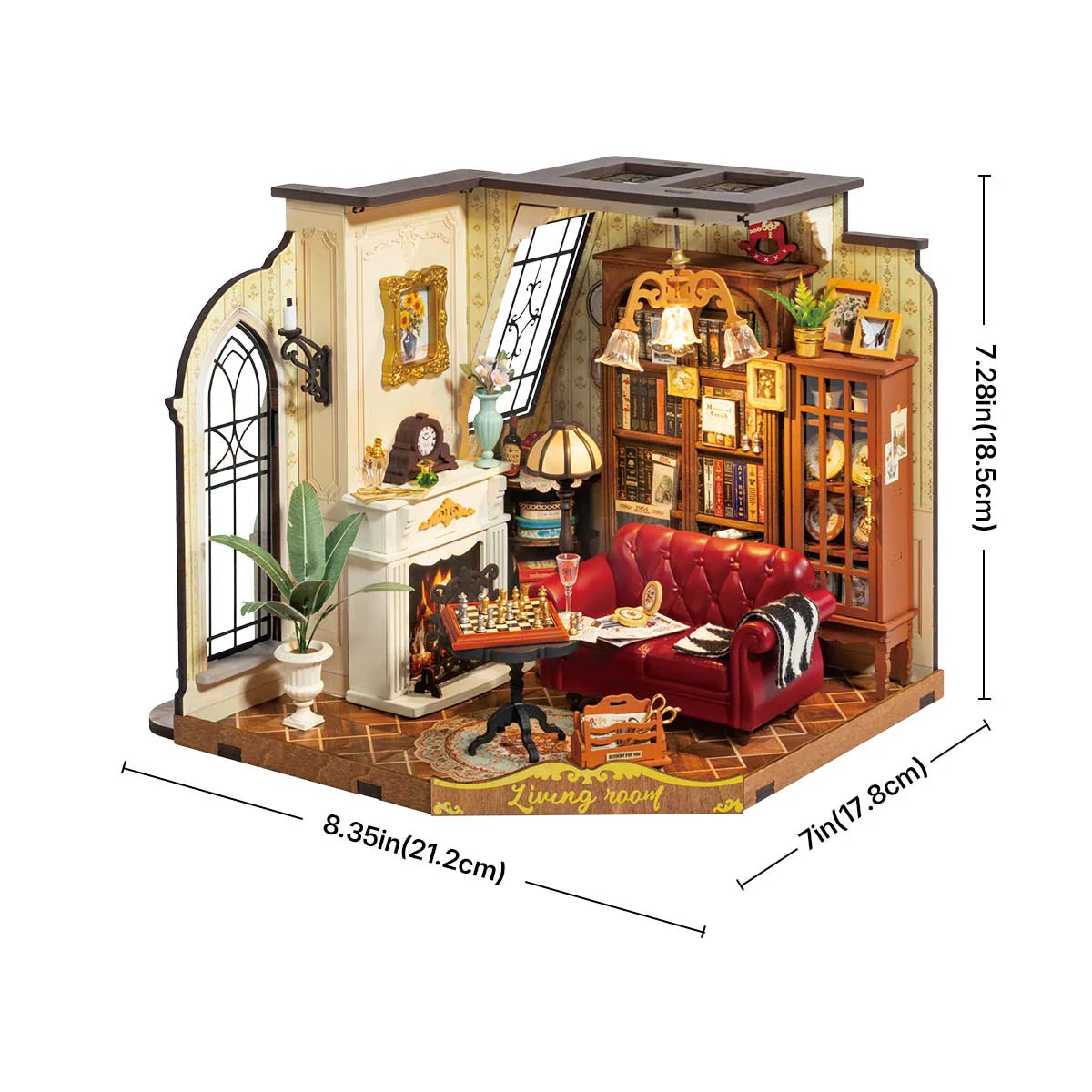 Rolife Catherine's Living Room DIY Miniature House - DG175 | 3D Dollhouse Kit with LED Lights for Adults