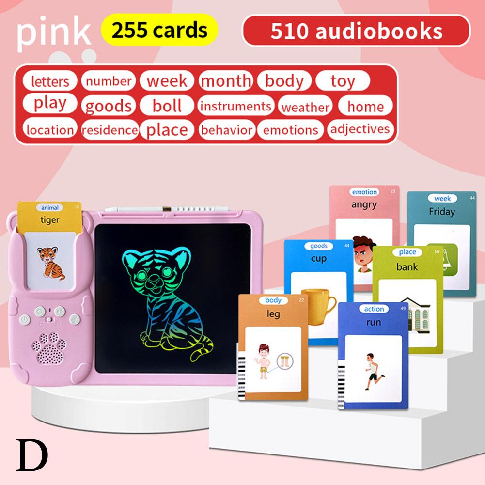 510 Words PINK 2in1 Educational Toy Talking Flash Cards Learning Machine with Writing Tablet