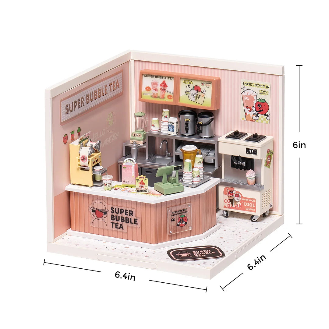 Rolife Super Creator Double Joy Bubble Tea Plastic DIY Miniature House Kit DW006 Toy Gift for Children Adult