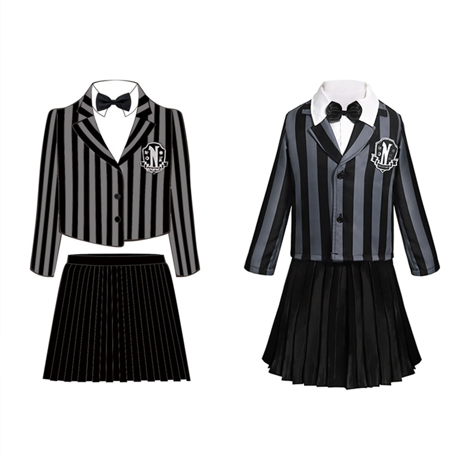 Girls Wednesday Addams Nevermore academy uniform Dress Flying Sleeve Tulle Party Dress Halloween Fancy-Dress Costume
