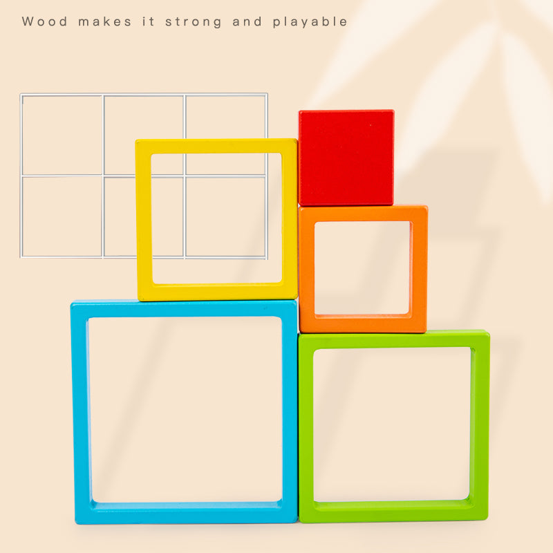 Montessori Colour Sorting Stacking Wooden Rainbow Stacker Puzzle Educational Learning Blocks Toy