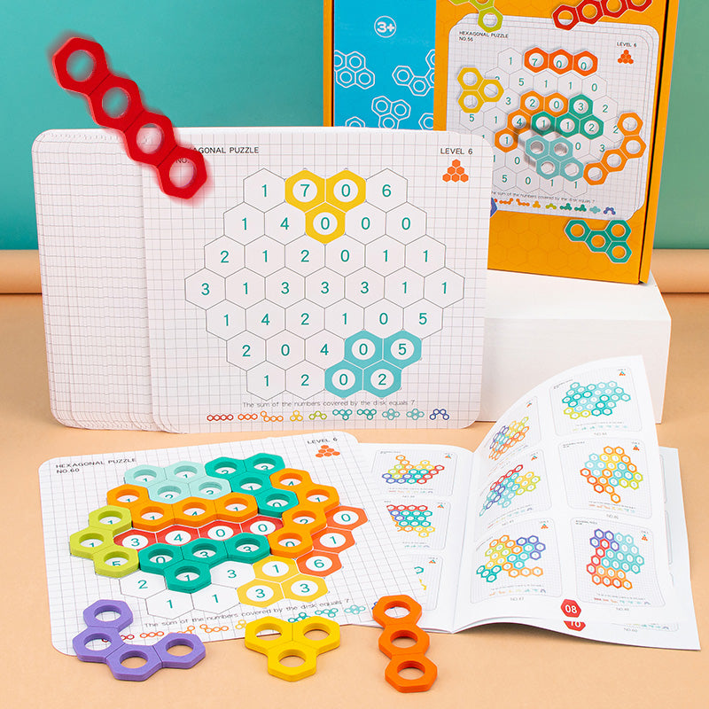 Wooden Honeycomb Fun Ever-Changing Jigsaw Puzzle Logical Thinking Exercise Cognition Hexagonal Puzzle Early Education Game toy
