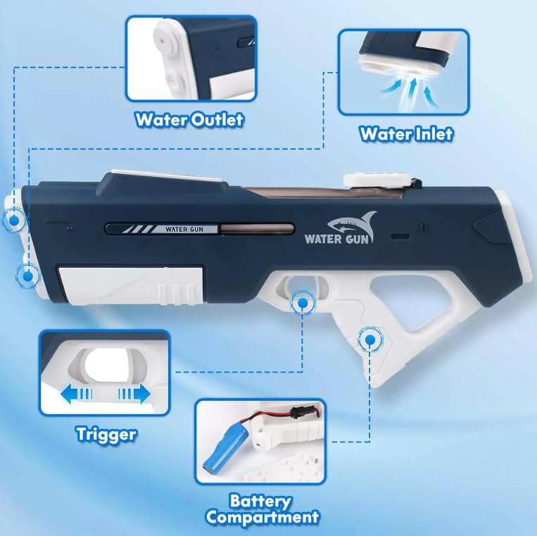 400ML Automatic Space Pulse White Mecha Style Water blaster Shooting Game Pistol Kids Toys