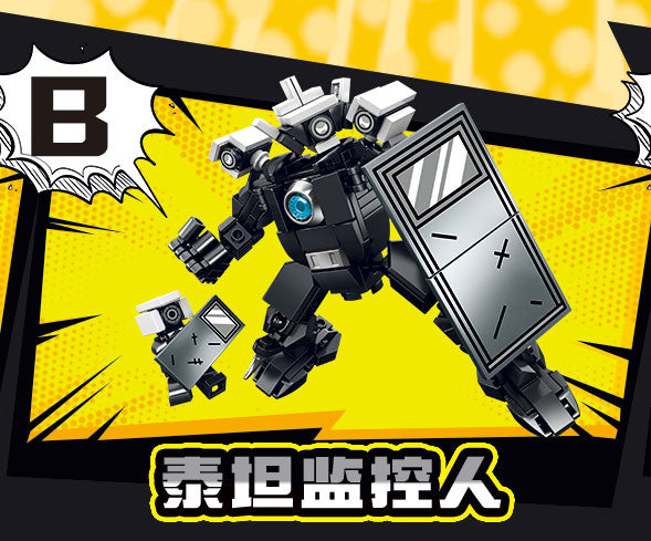 4PACKS 859PCS Toilet Man Vs Monitor Man Game Figures Speakerman Camera Man Dolls Skibidi Doll Building Block Toys MG1392