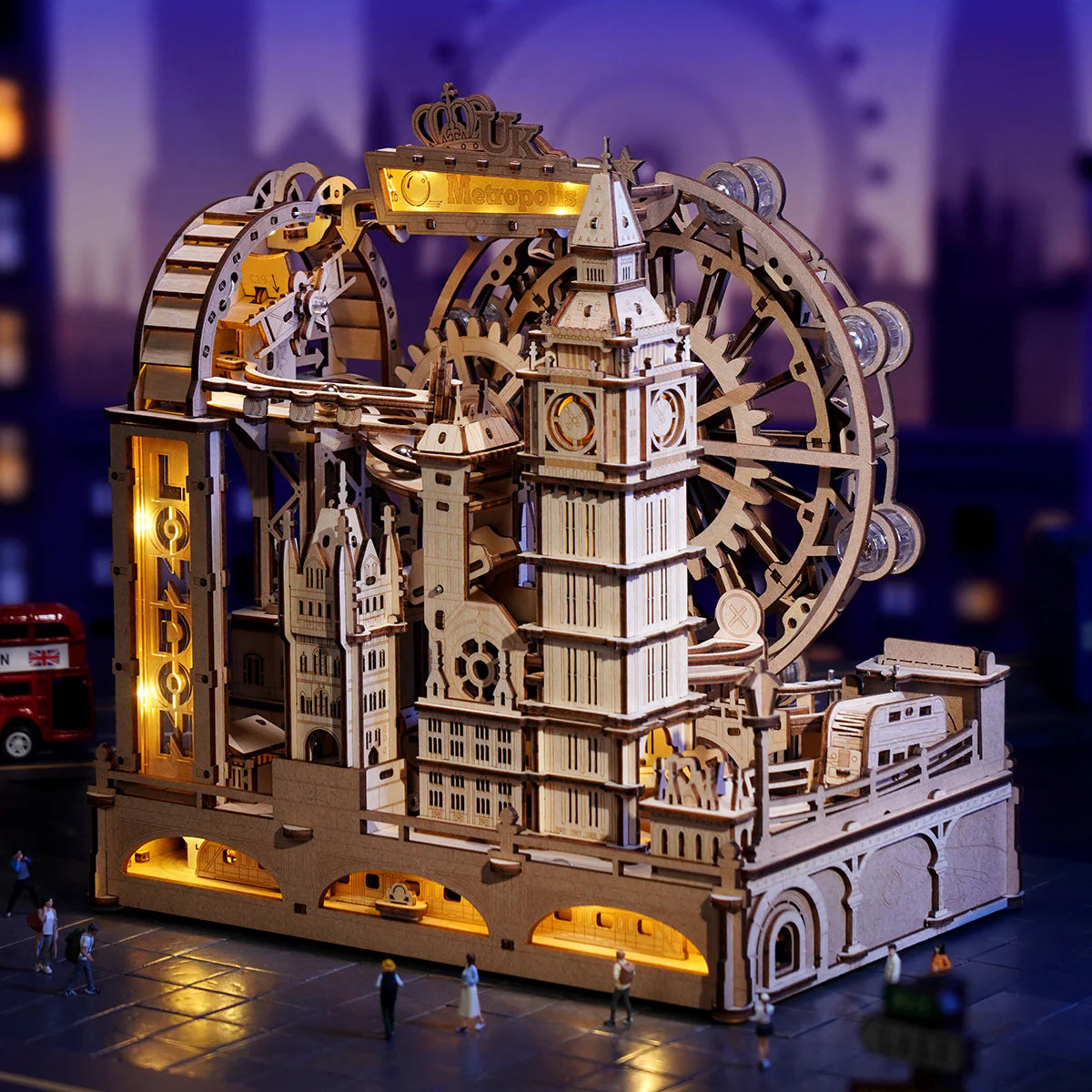 ROKR Marble Travel • London Marble Run Wooden 3D Puzzle - EGB01 | Mechanical Model Kit with Iconic Landmarks