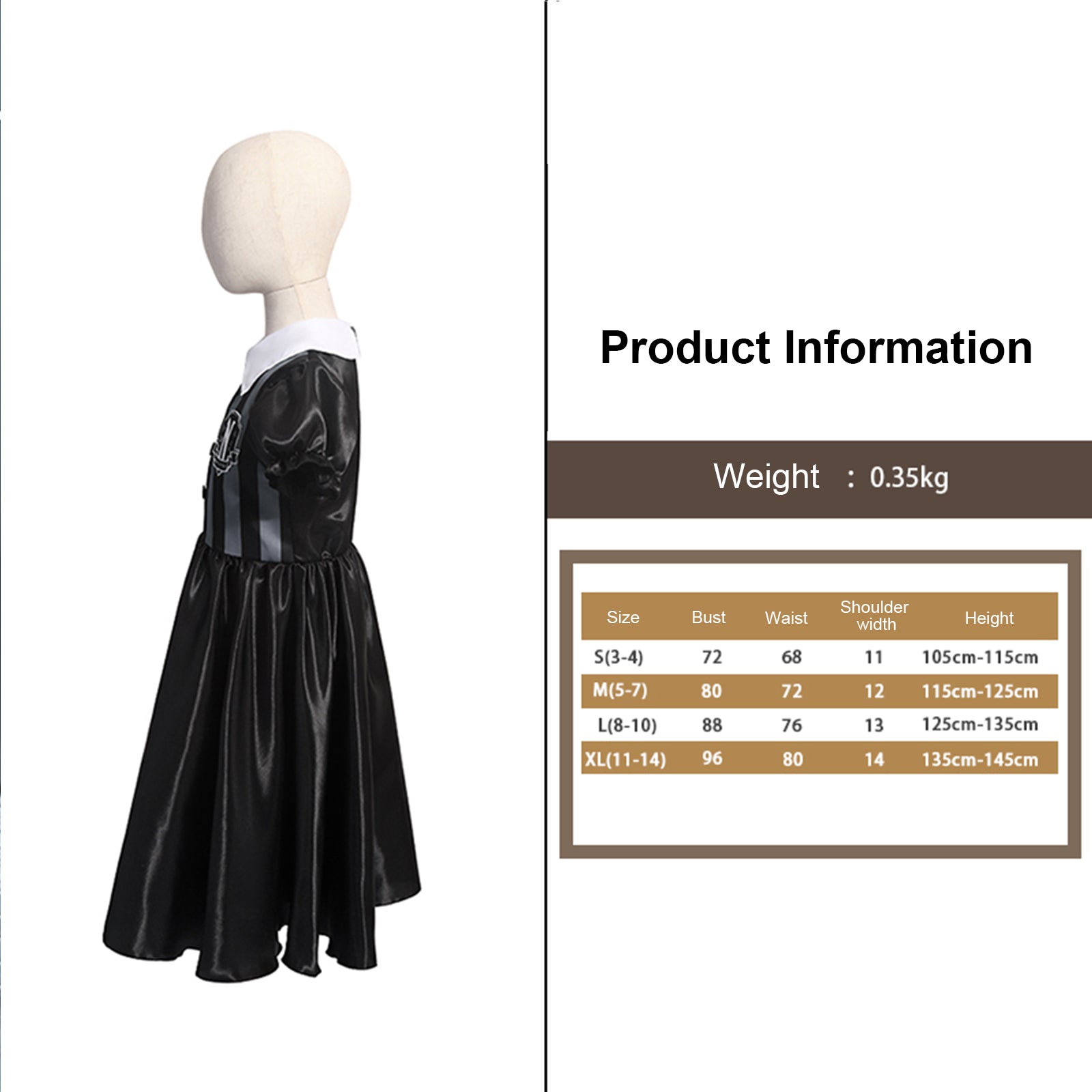 Girls Wednesday Addams Nevermore academy uniform Dress Flying Sleeve Tulle Party Dress Halloween Fancy-Dress Costume