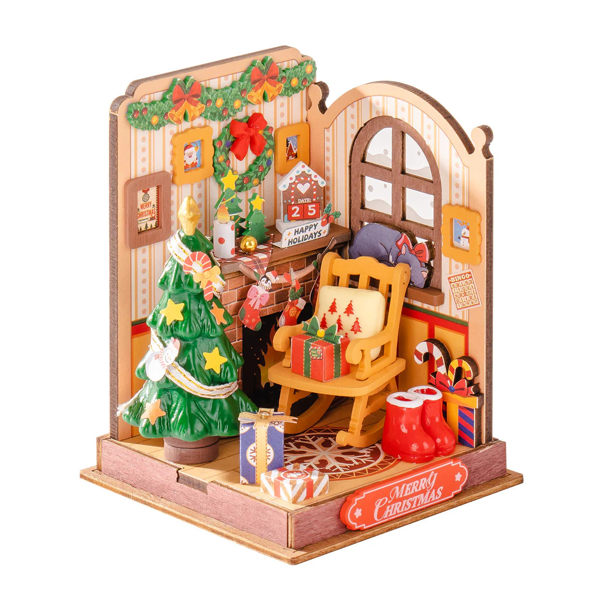 Rolife Christmas Fireplace DIY Miniature House DS041