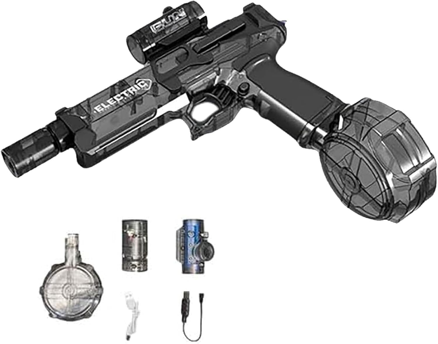 Electric Ultimate Battle Blaster Aqua Combat Light Long Range Motorized Water Gun with Interactive Lighting Black