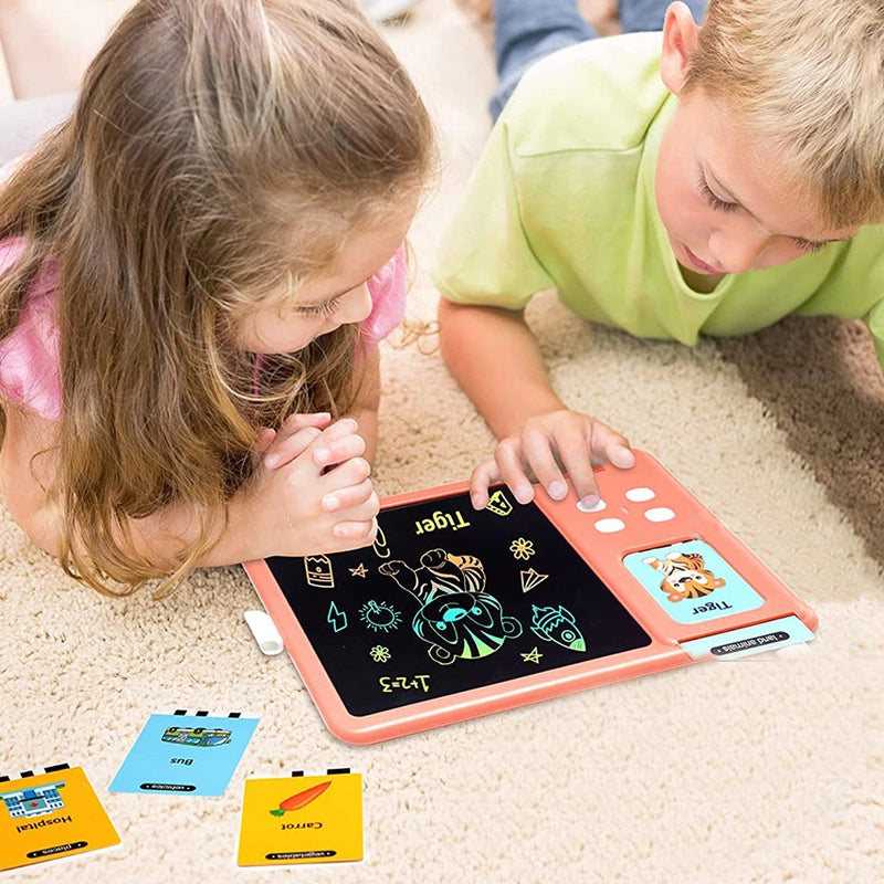 224 Words PINK 2in1 Educational Toy Talking Flash Cards Learning Machine with Writing Tablet
