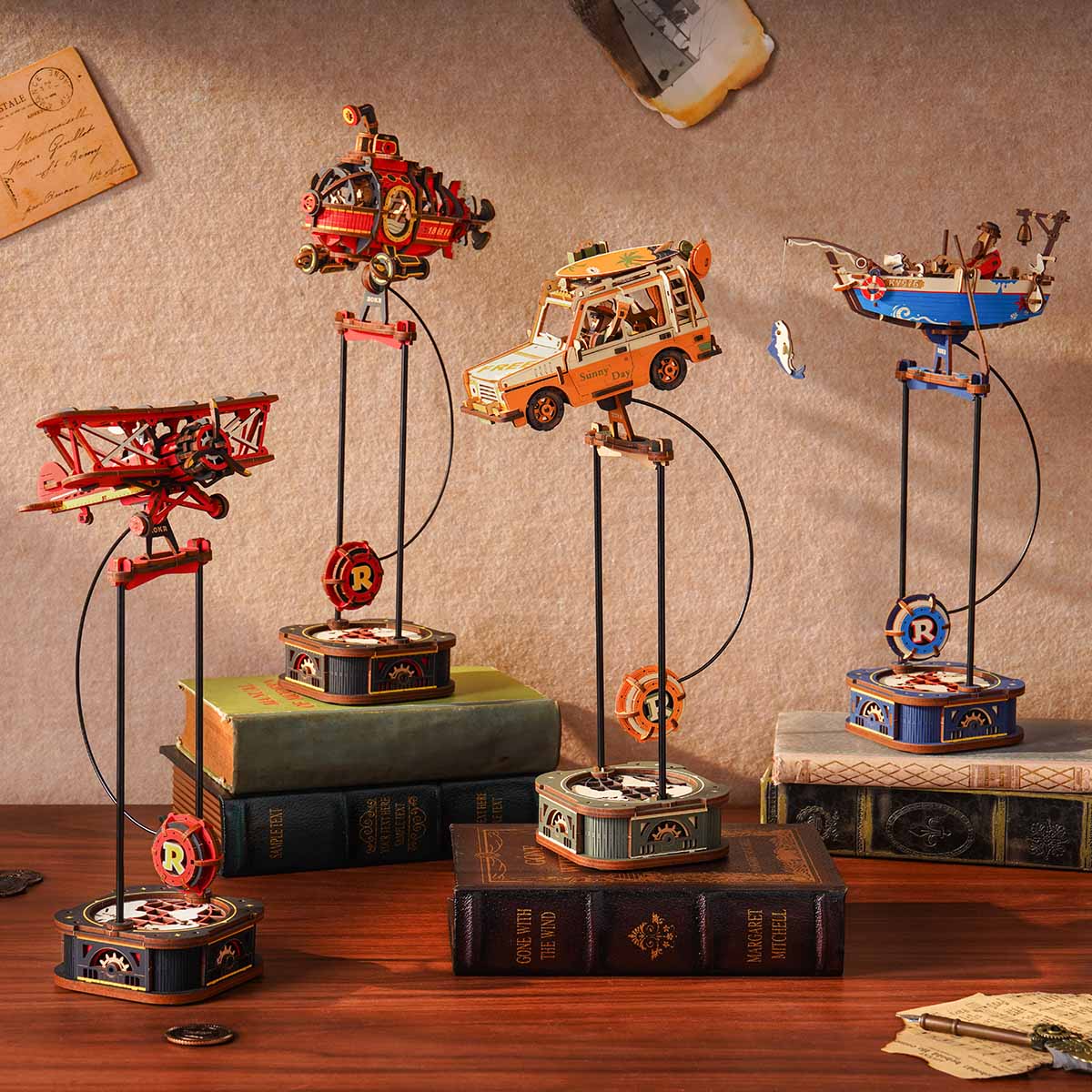ROKR Deep-Sea Adventurer Pendulum Balance Toy 3D Puzzle - MCD04 | Wooden Submarine Kinetic Desk Toy with Perpetual Motion