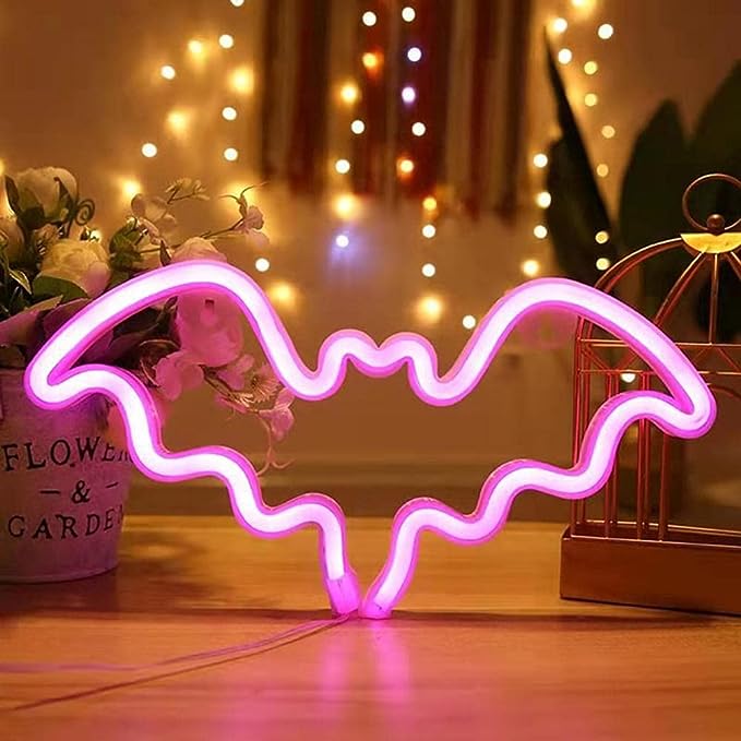 Cute LED Neon Light Wall Decorative bat Theme Birthday for kids  Neon Sign Night Lamp