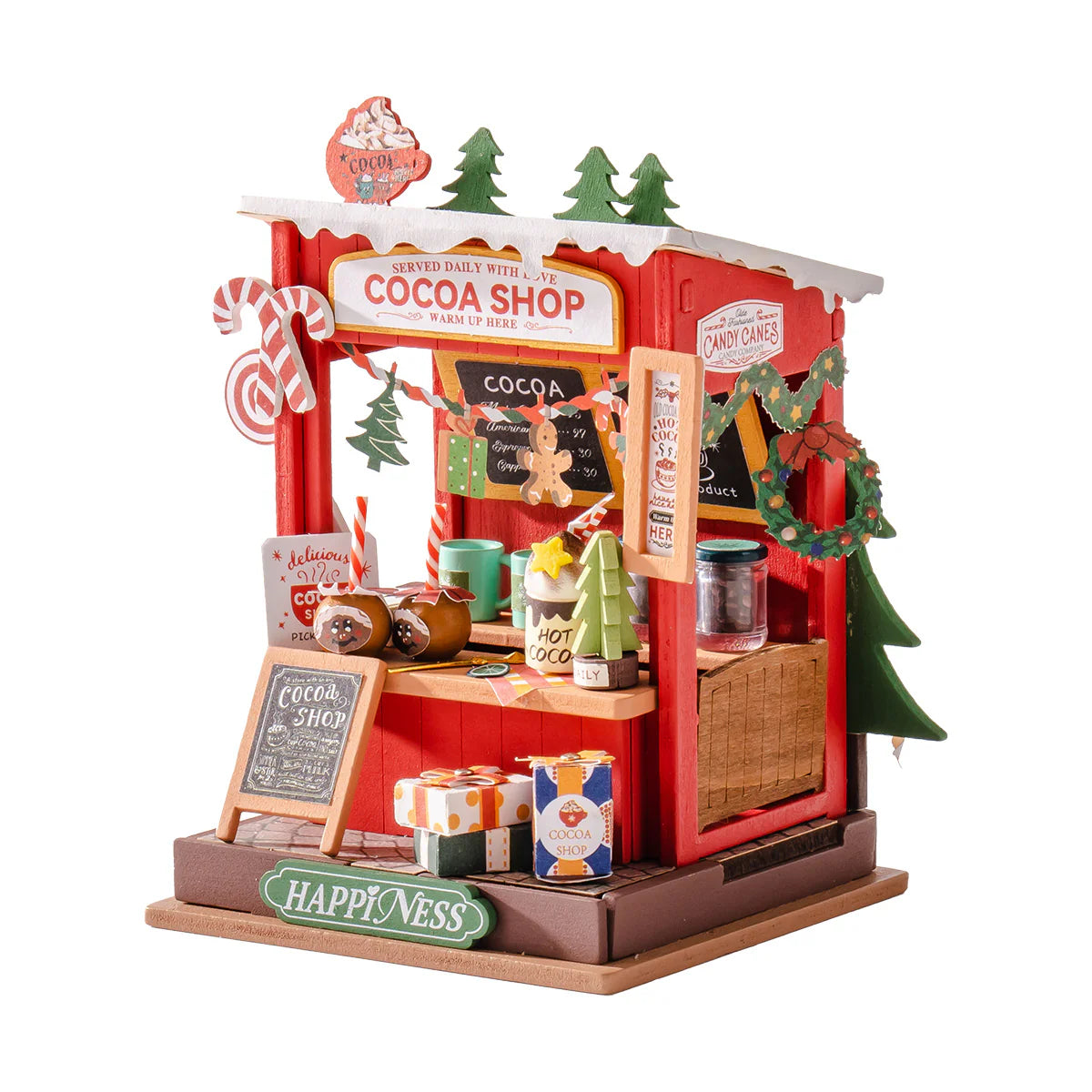 Rolife Cocoa Shop DIY Miniature Kit - DS042 | 3D Wooden Puzzle with LED Lights for Adults