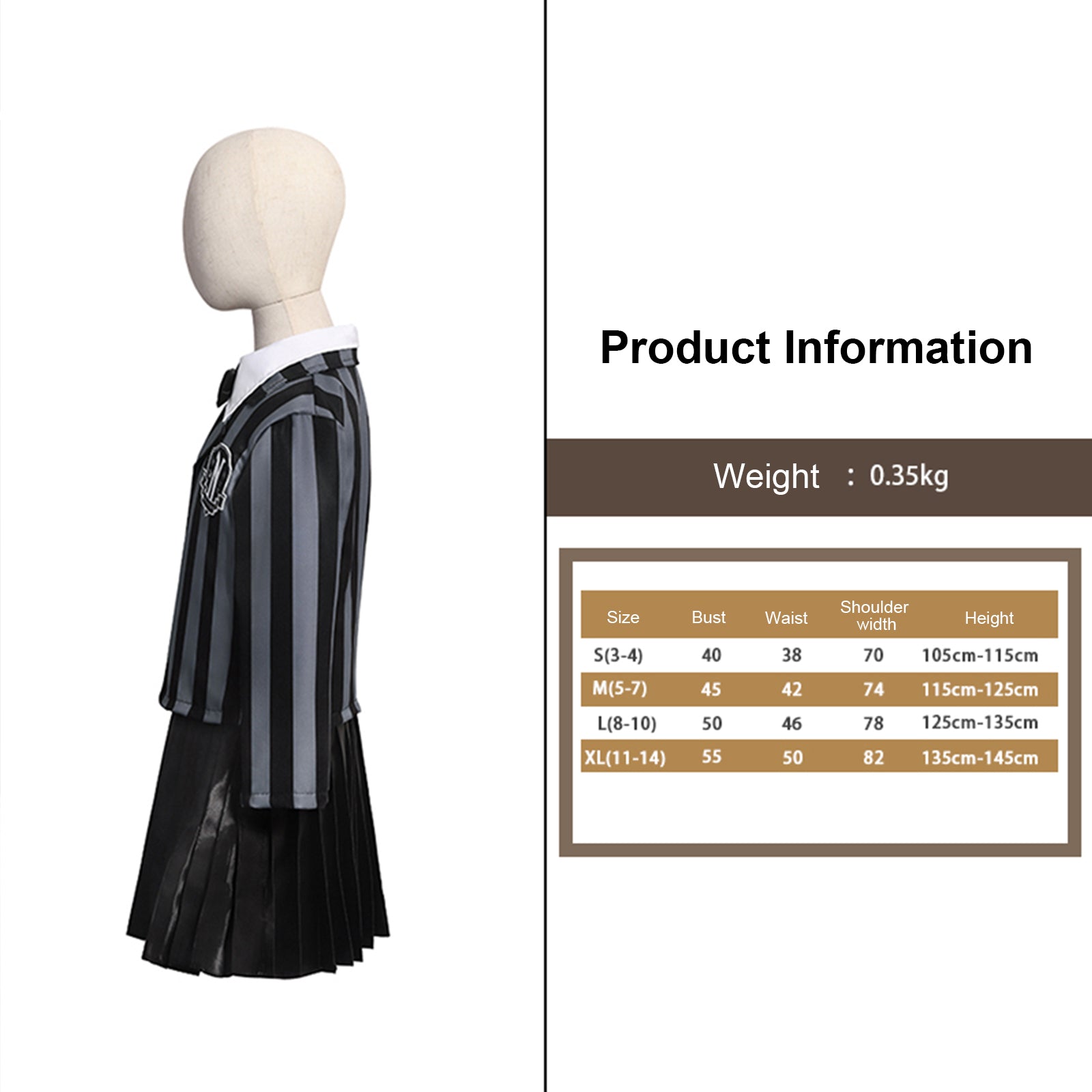 Girls Wednesday Addams Nevermore academy uniform Dress Flying Sleeve Tulle Party Dress Halloween Fancy-Dress Costume