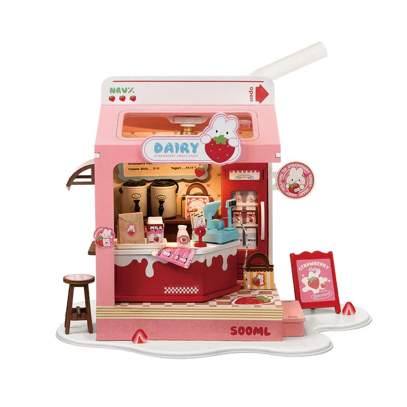 Rolife Food Box Shop Strawberry Milk Box DS034