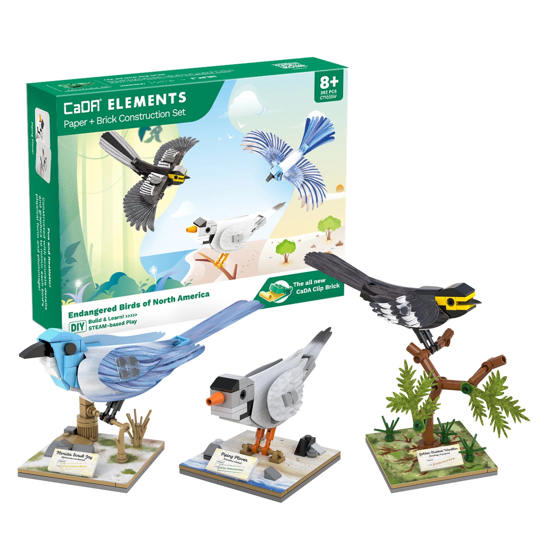 CaDA C71025W 382 Pcs Elements Endangered Birds of North America building blocks Compatible with Lego