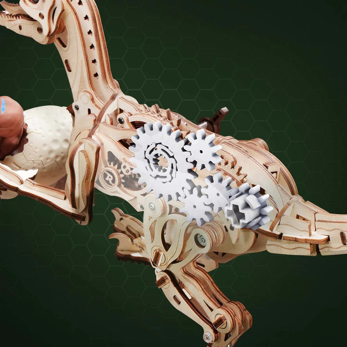 ROKR Velociraptor Mechanical 3D Wooden Puzzle - LD01 | Animatronic Dinosaur Model Kit for Adults & Teens