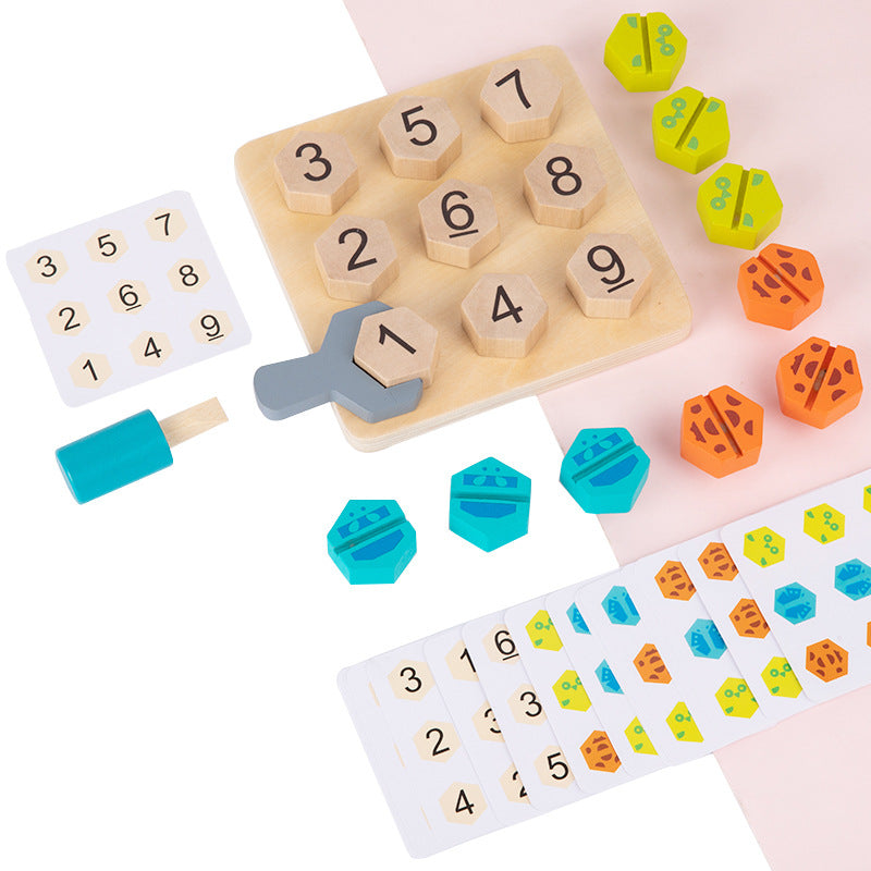 Kids Wooden Montessori Toys Screw Driver Board Matching Puzzles Games Basic Skills Number Color Sorting Educational Learning Toy