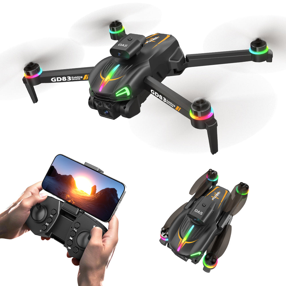 Global Drone GD83 Foldable Drone with 4K Camera | Brushless Motor Quadcopter Under $500, RGB Lights & Compact Design