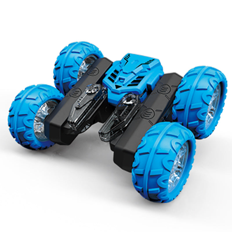 360° Rotating RC Car | Double-Sided 4WD All-Terrain Remote Control Car with LED Lights for Boys & Kids - Blue