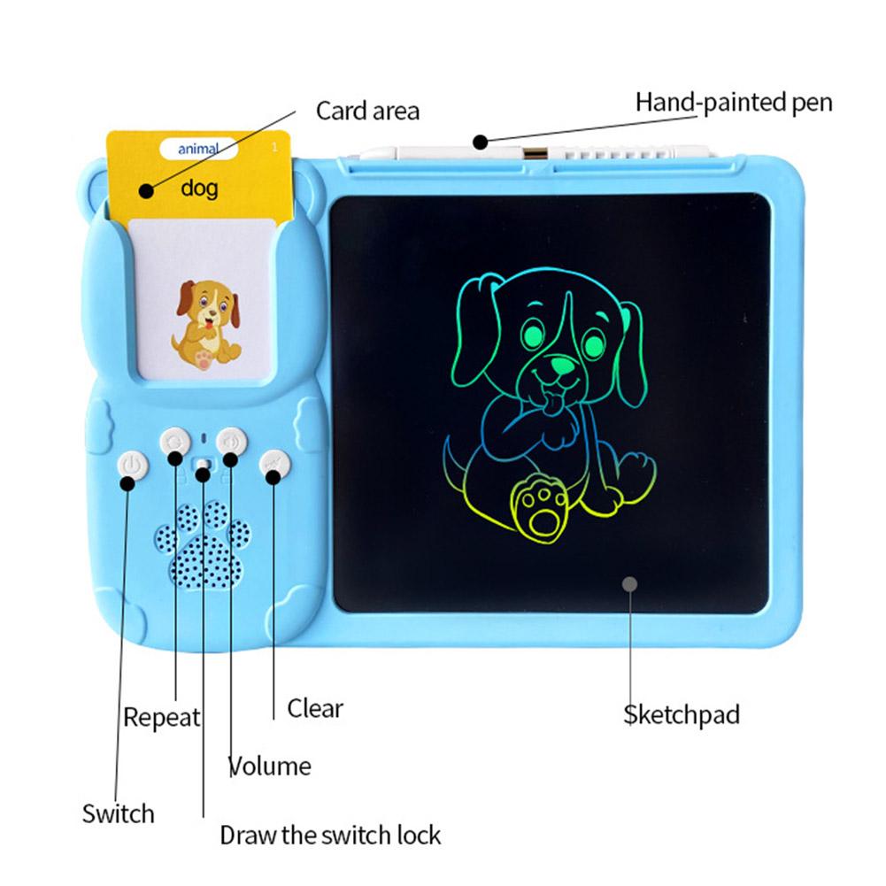 224 Words BLUE 2in1 Educational Toy Talking Flash Cards Learning Machine with Writing Tablet