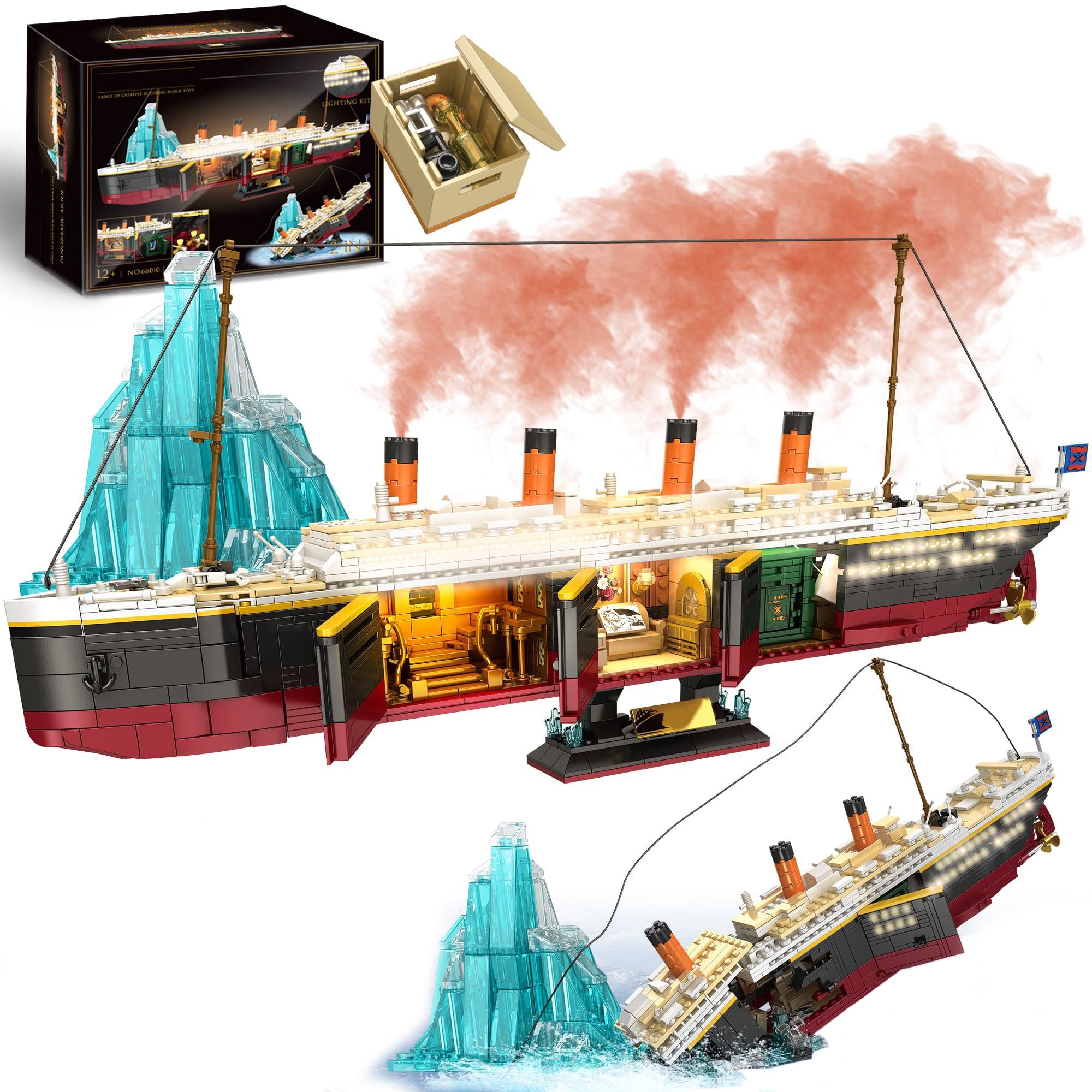 2288PCS Titanic Building Set Big Boat Block Model Set With Light Strip Gift