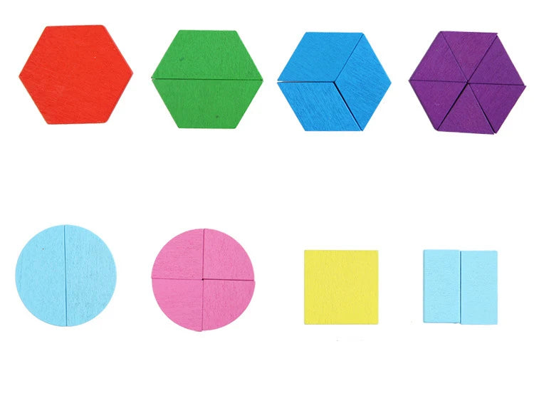 210Pcs Montessori Wooden Pattern Blocks Set Geometric Shapes Puzzle Wooden Jigsaw
