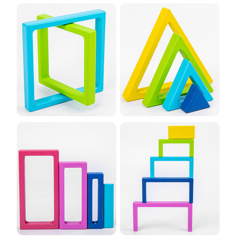 Montessori Colour Sorting Stacking Wooden Rainbow Stacker Puzzle Educational Learning Blocks Toy