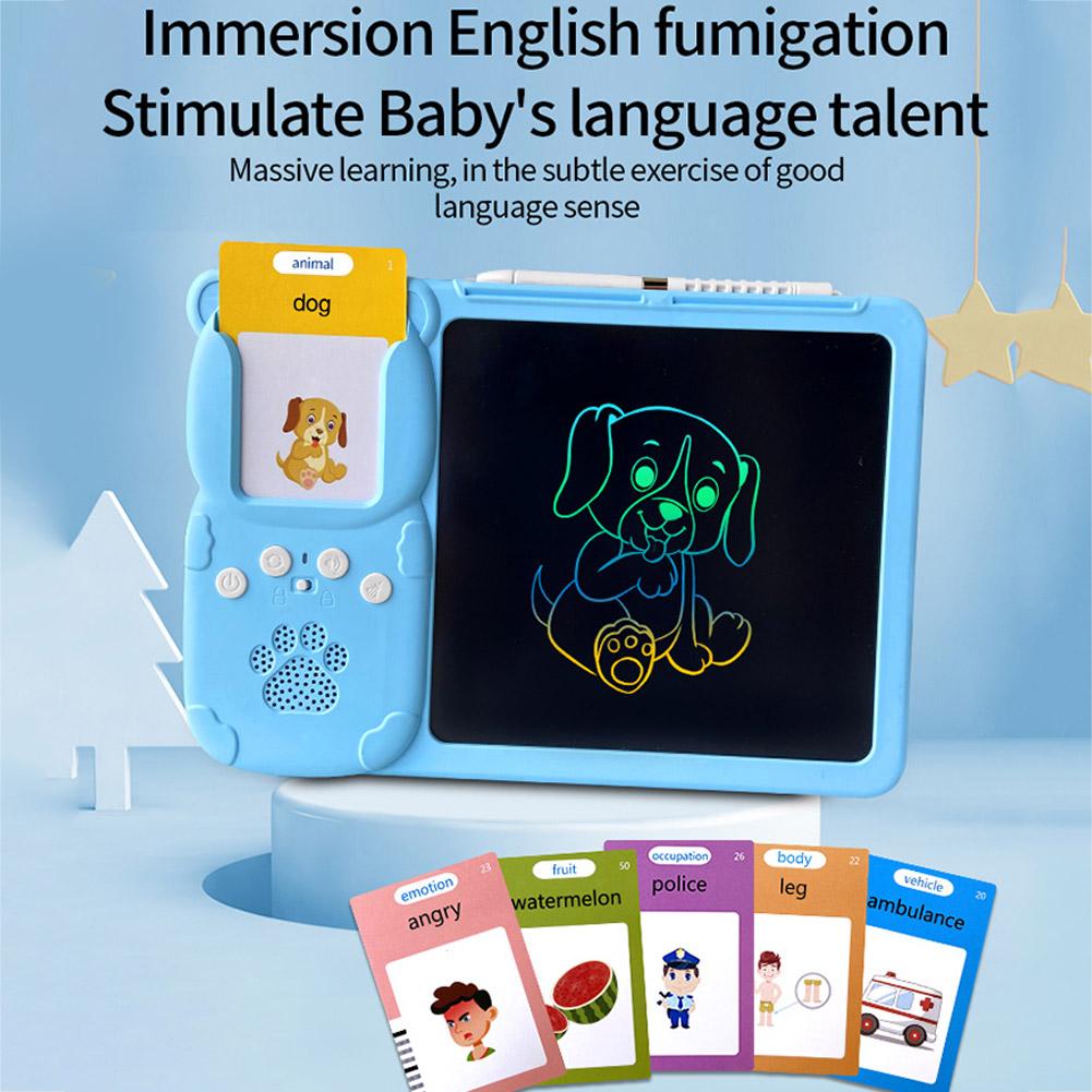 510 Words BLUE 2in1 Educational Toy Talking Flash Cards Learning Machine with Writing Tablet