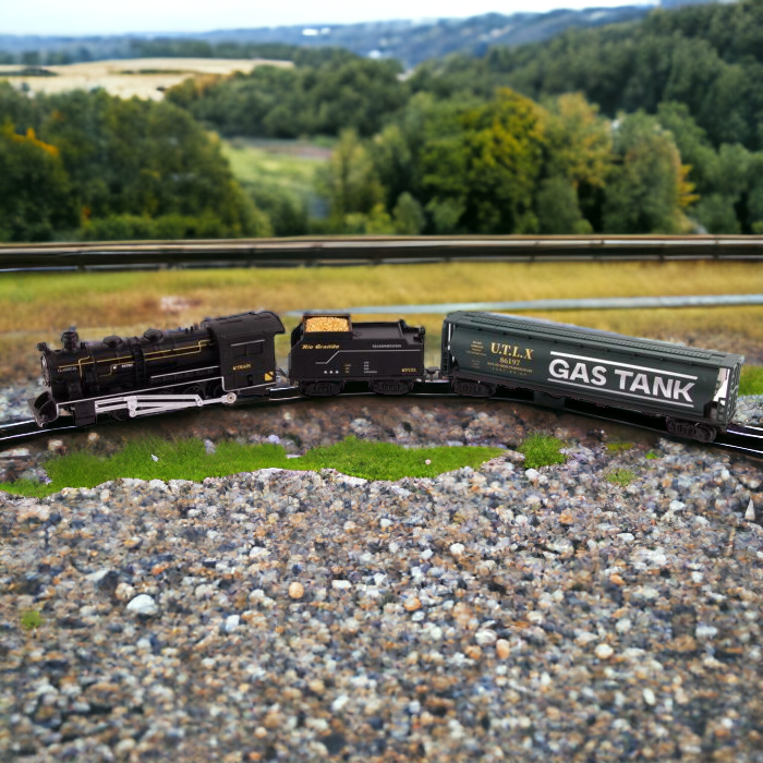 Retro Railroad Train Set with Sound Light Steam Train Locomotive Gas Tank Round 744mm