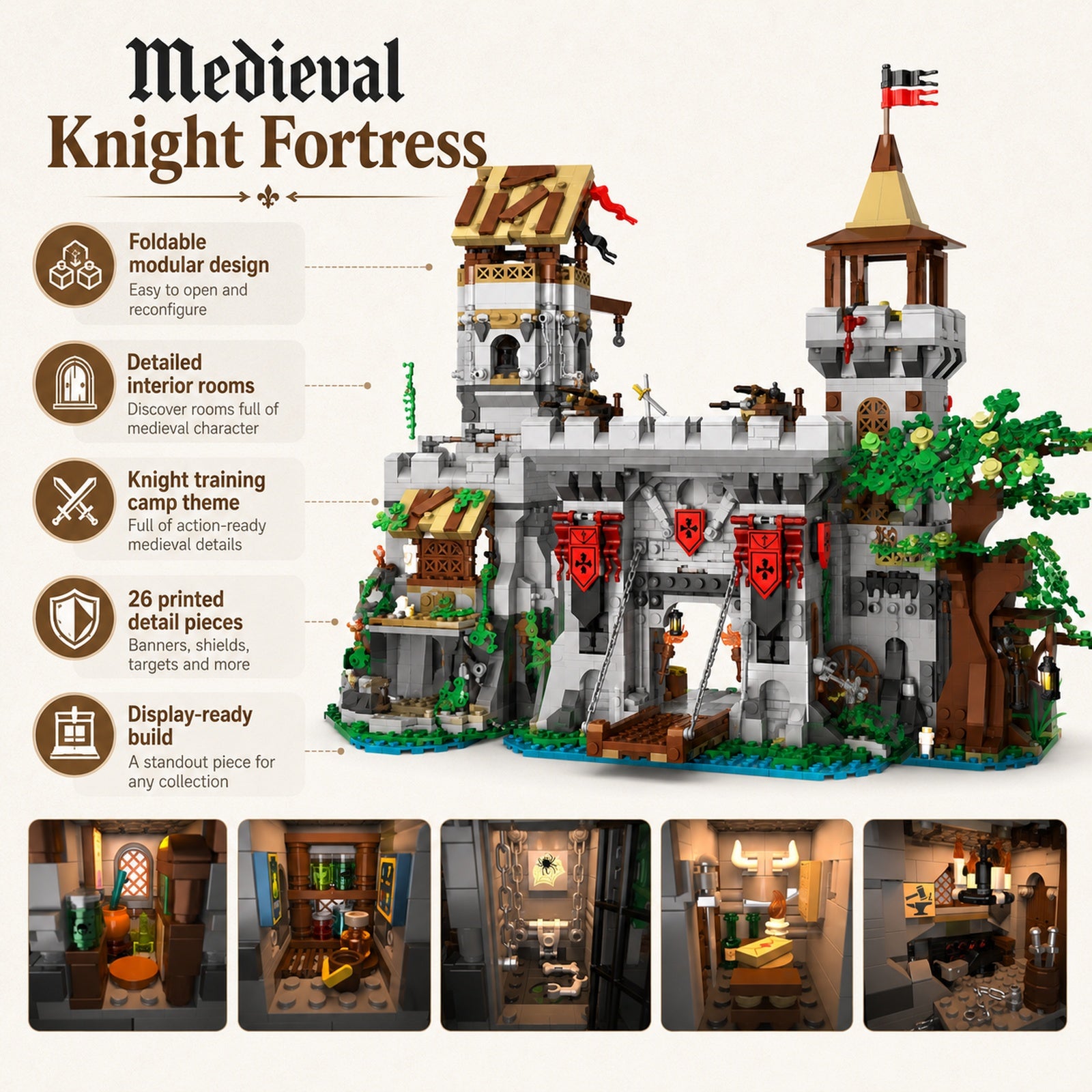 Medieval Knight Fortress building blocks set product highlights