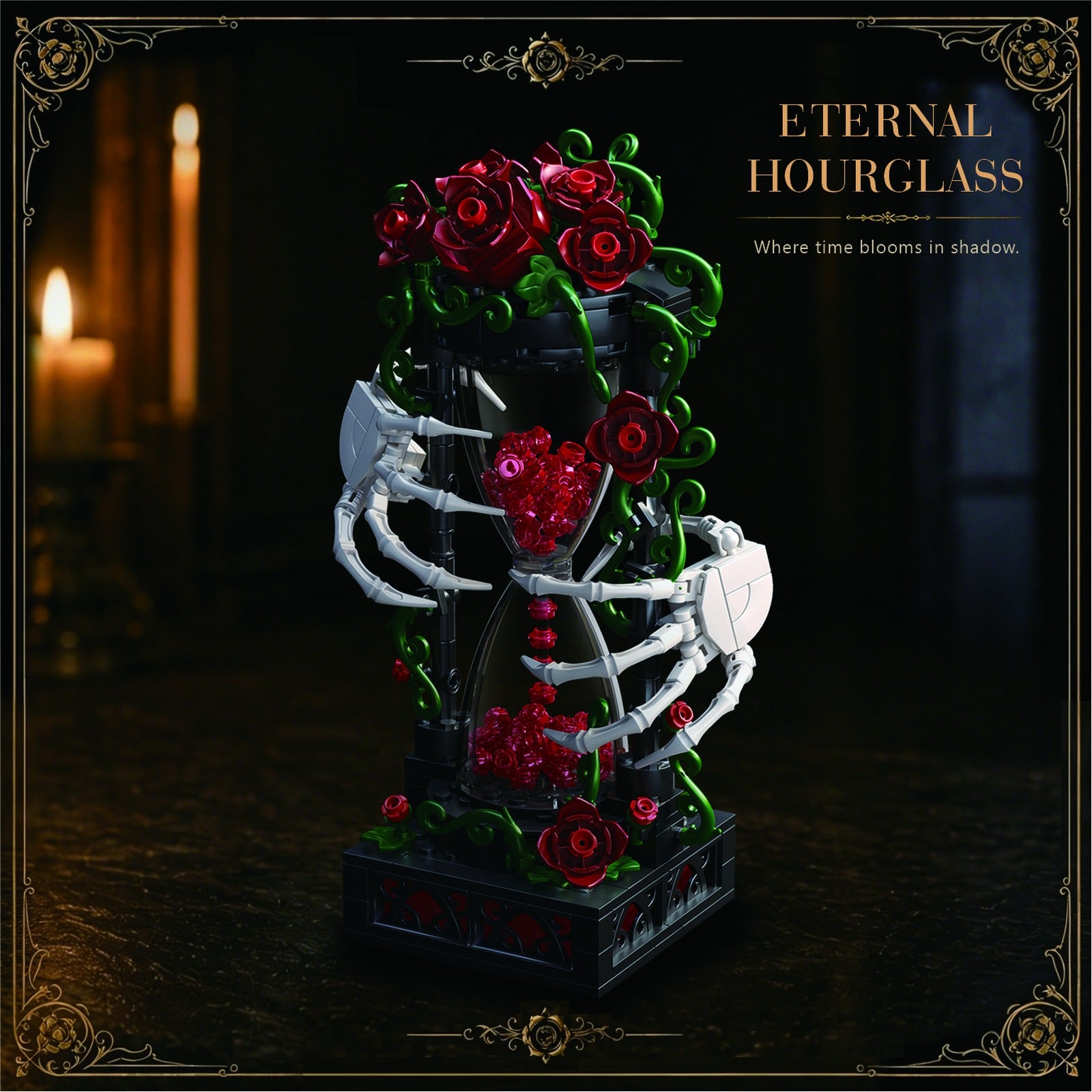 Gothic Eternal Hourglass Building Block Display Set - gothic display scene